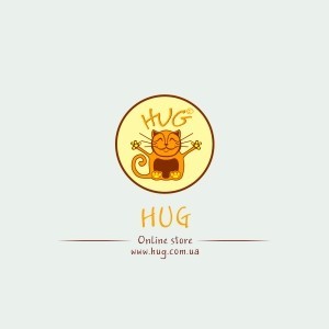 Logo Design HUG Shop Badge style for Printing on Satin